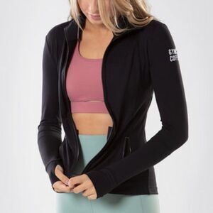 Gym + Coffee Women’s Black Upside Zip 2.0 Fitted Jacket Size XS